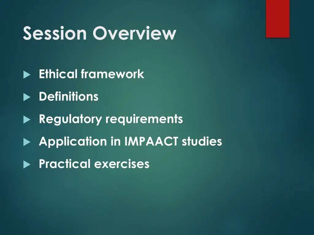 session overview