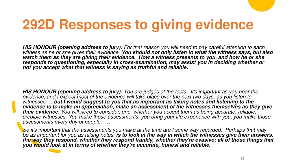 292d responses to giving evidence 1