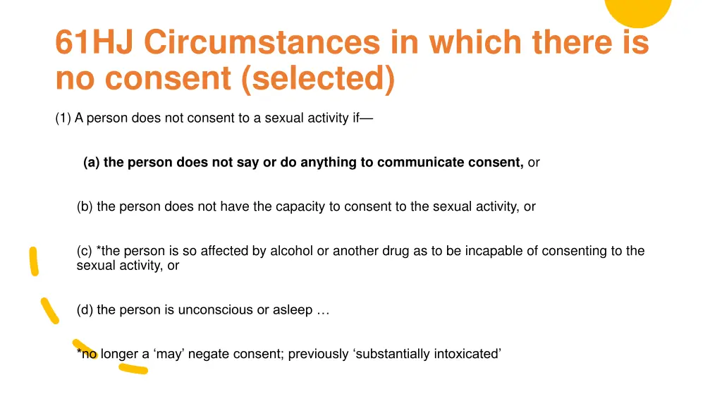 61hj circumstances in which there is no consent