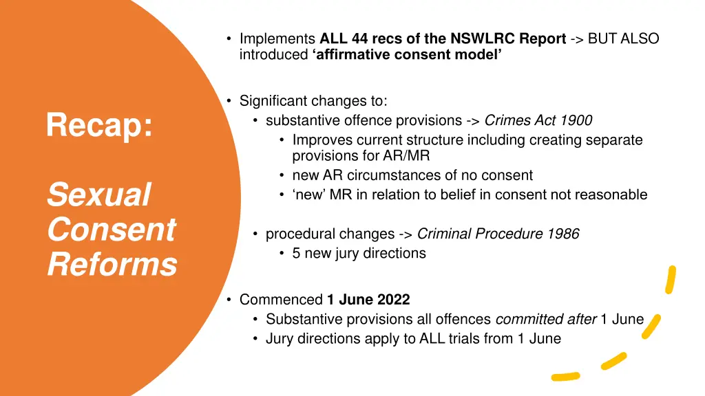 implements all 44 recs of the nswlrc report