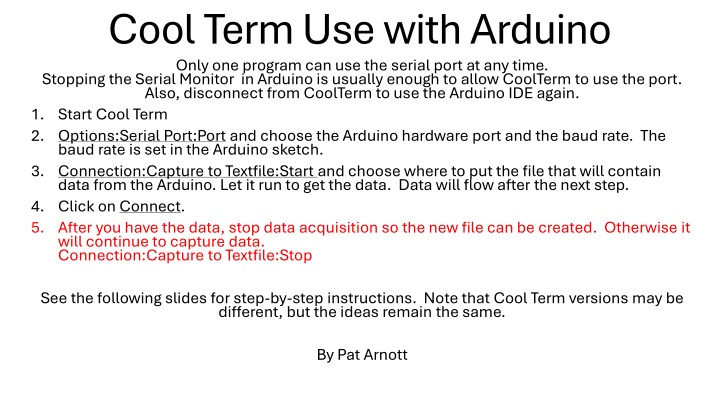 cool term use with arduino only one program