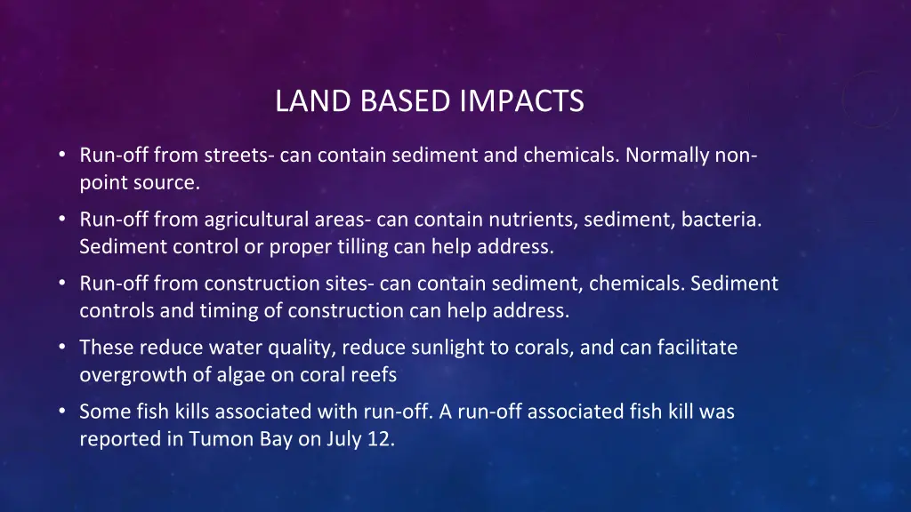 land based impacts