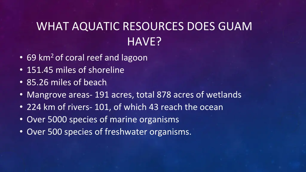 what aquatic resources does guam have