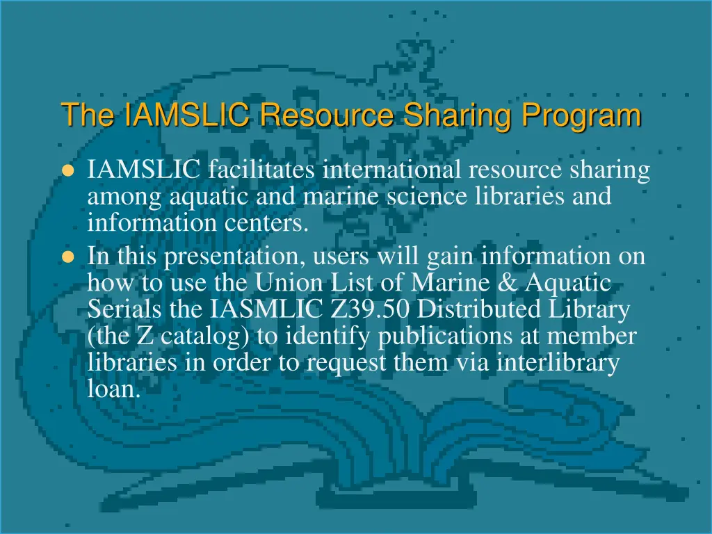 the iamslic resource sharing program