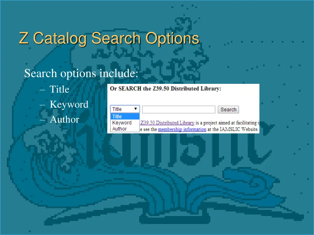 z catalog search options