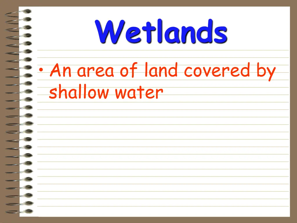 wetlands an area of land covered by shallow water