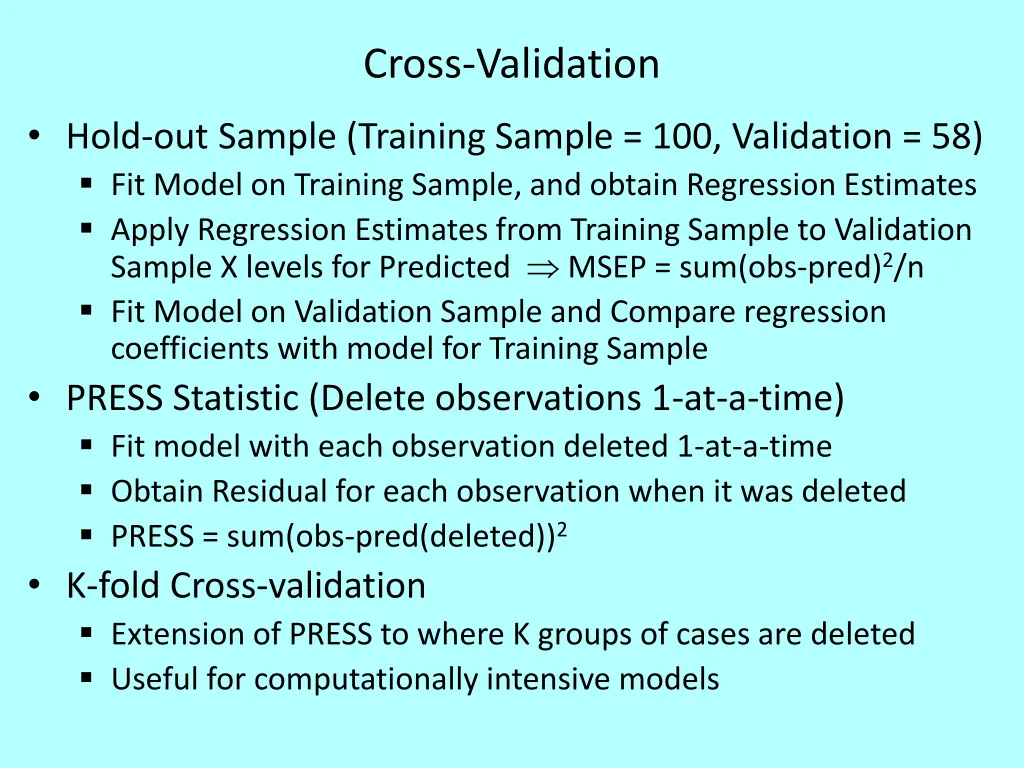 cross validation