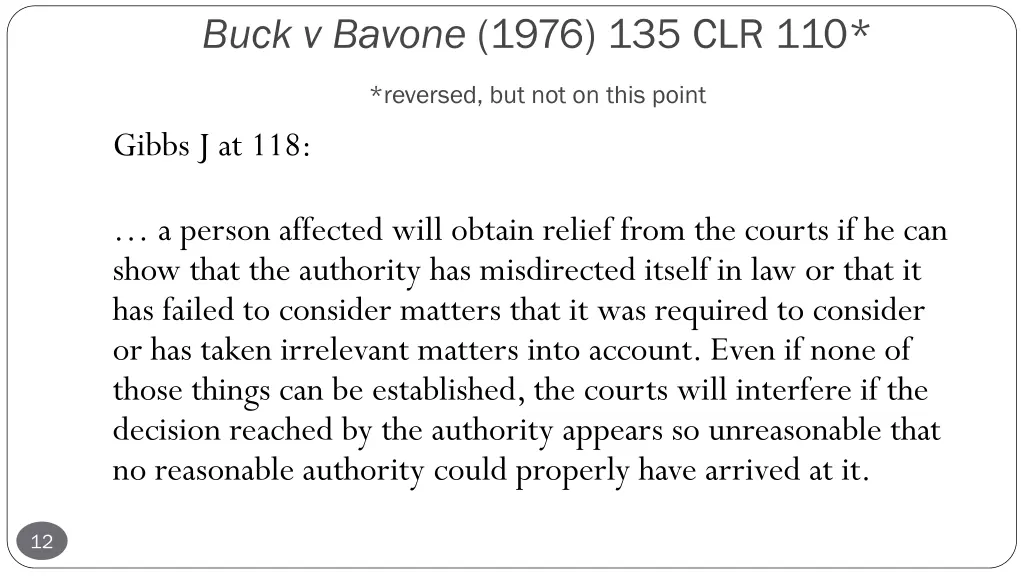 buck v bavone 1976 135 clr 110