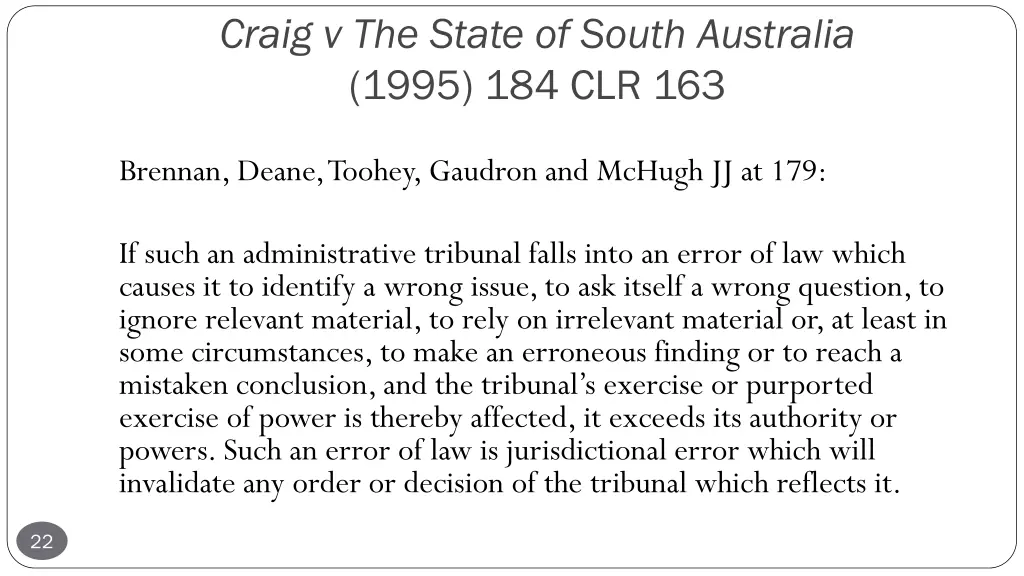 craig v the state of south australia 1995