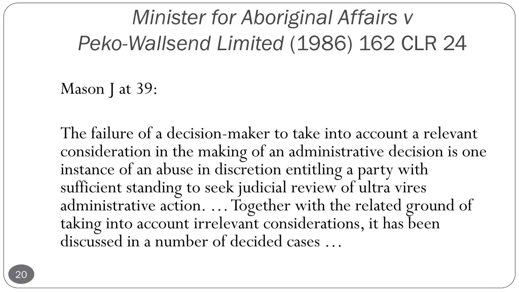 minister for aboriginal affairs v peko wallsend 1