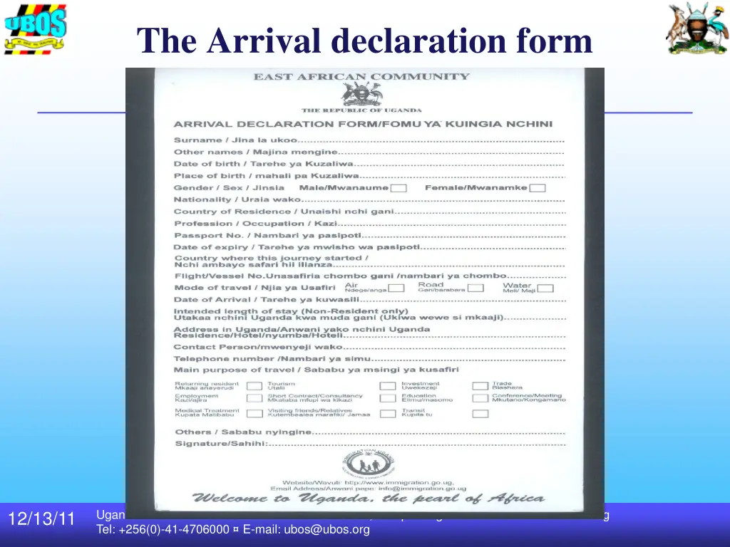 the arrival declaration form