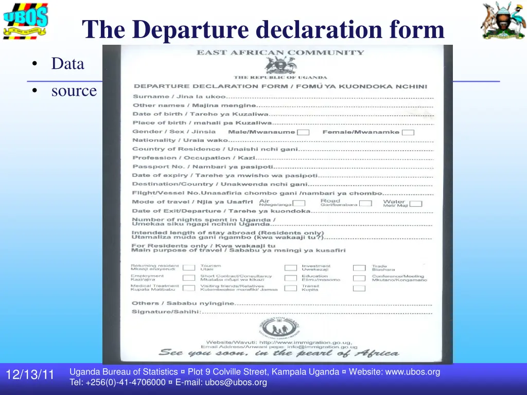 the departure declaration form