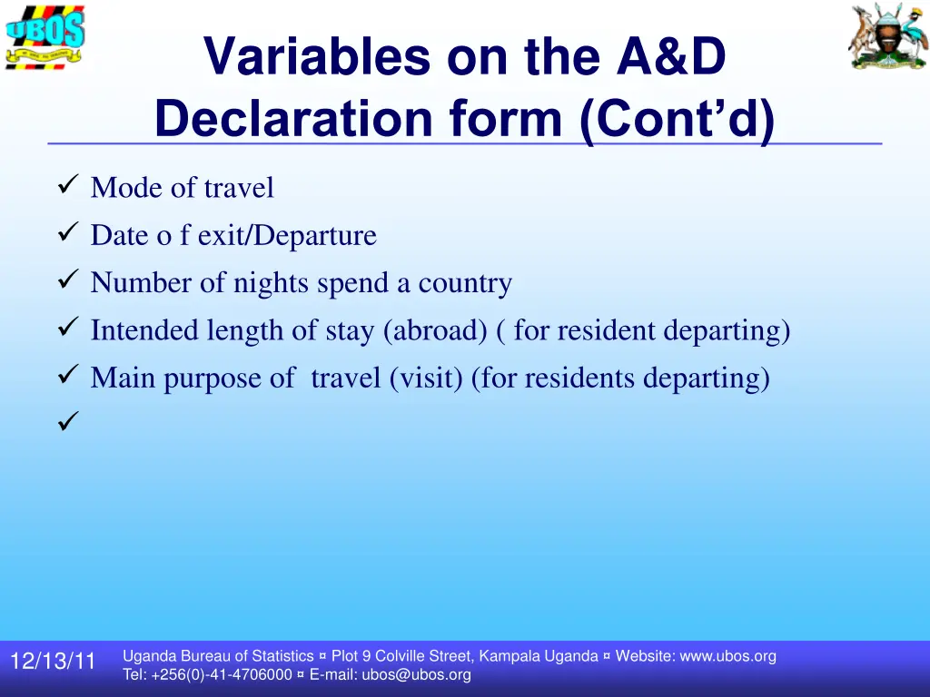 variables on the a d declaration form cont d