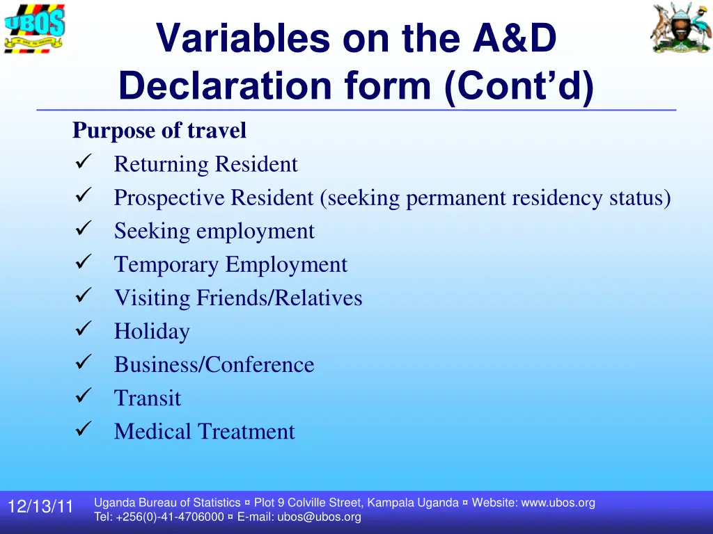 variables on the a d declaration form cont