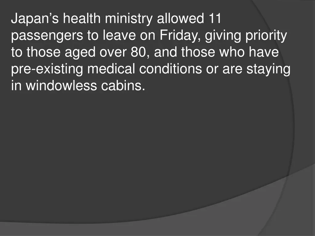 japan s health ministry allowed 11 passengers