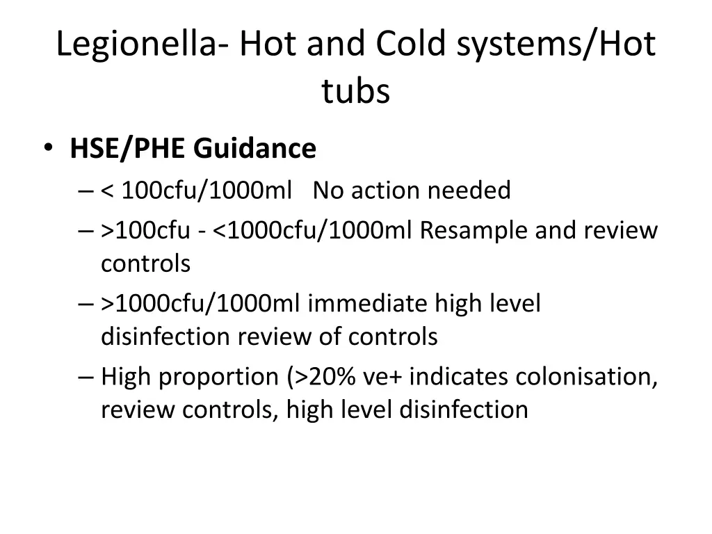 legionella hot and cold systems hot tubs