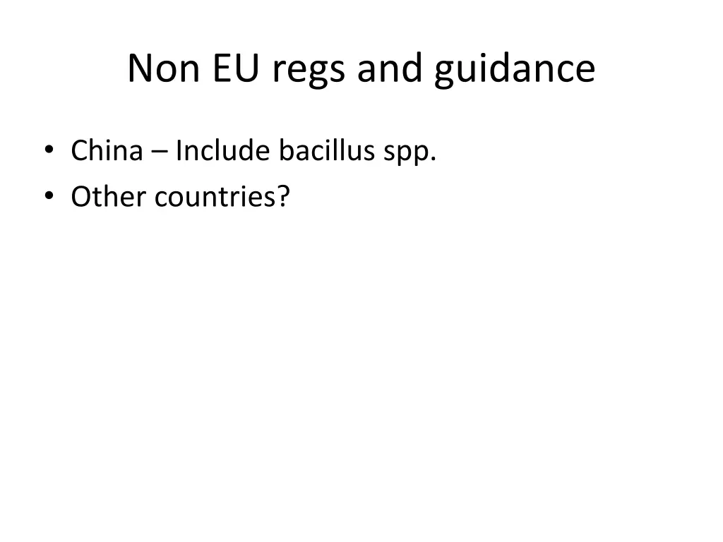 non eu regs and guidance