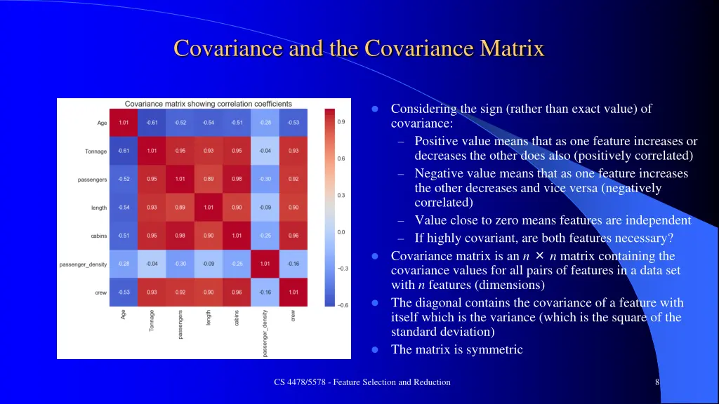 covariance and the covariance matrix