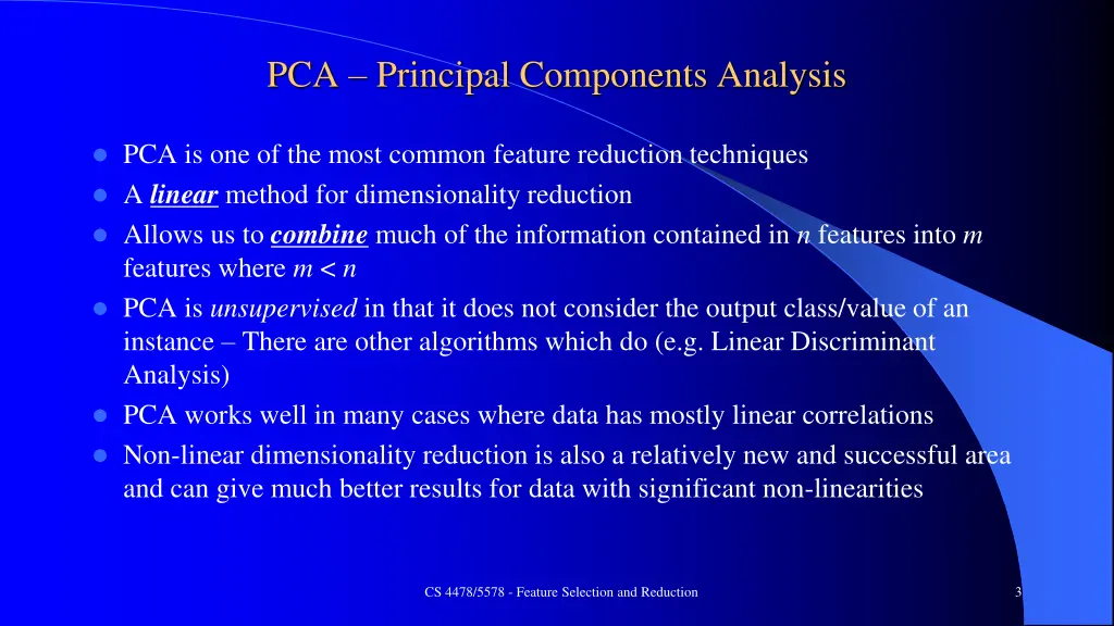 pca principal components analysis