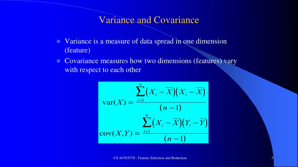 variance and covariance