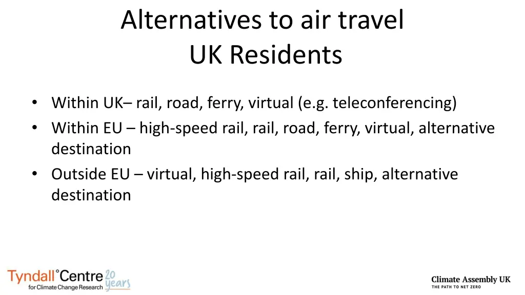 alternatives to air travel uk residents