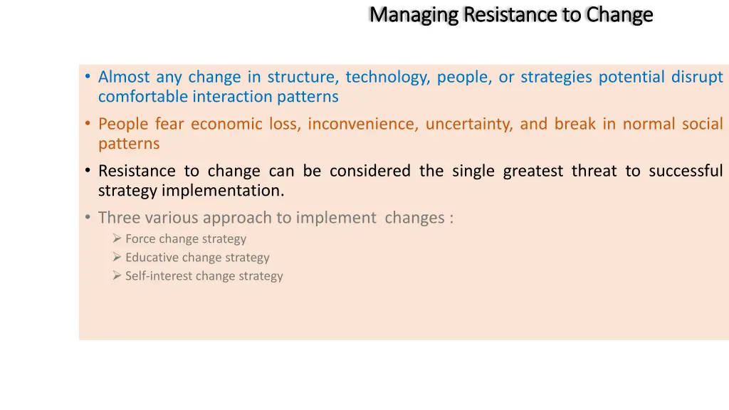 managing resistance to change managing resistance