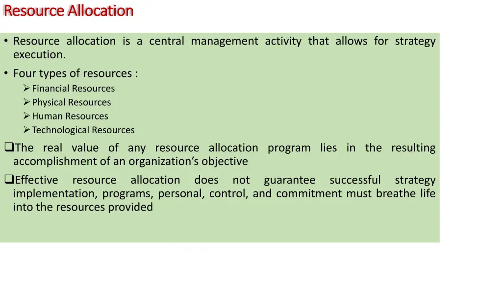 resource allocation resource allocation