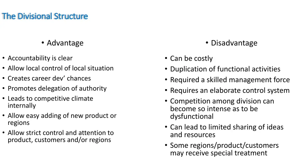 the divisional structure the divisional structure 2