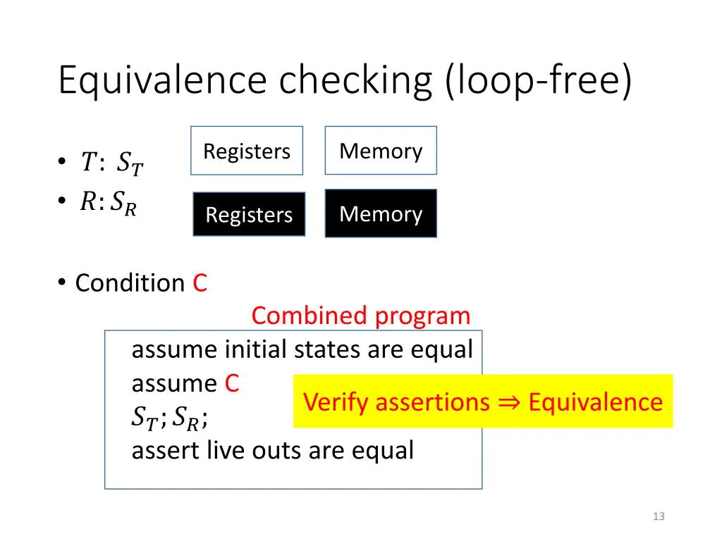 equivalence checking loop free