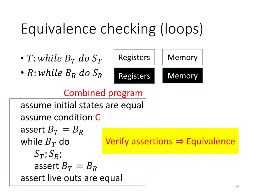 equivalence checking loops