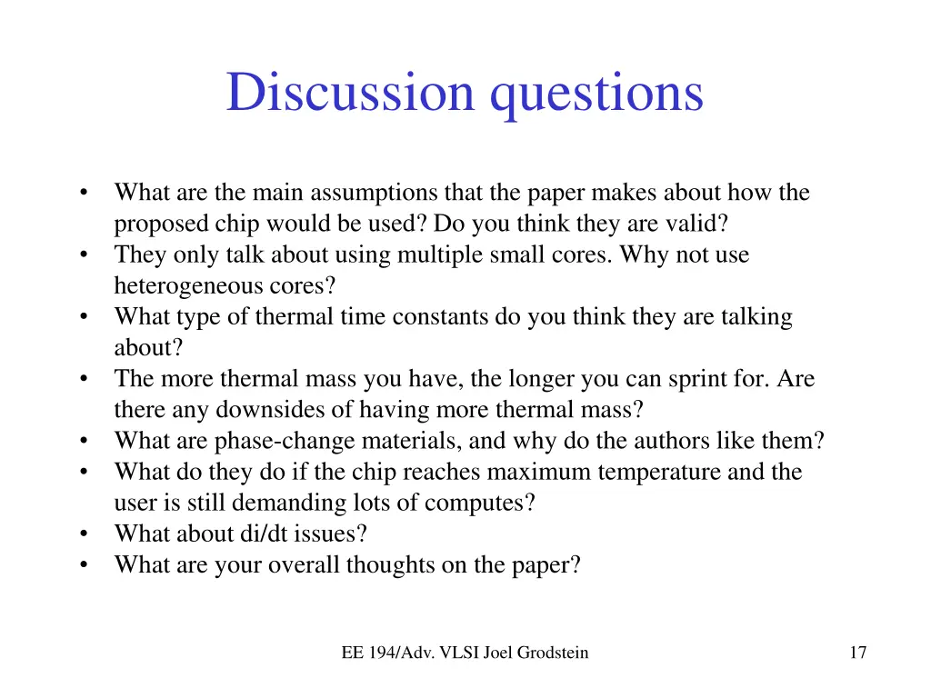 discussion questions