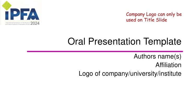 company logo can only be used on title slide