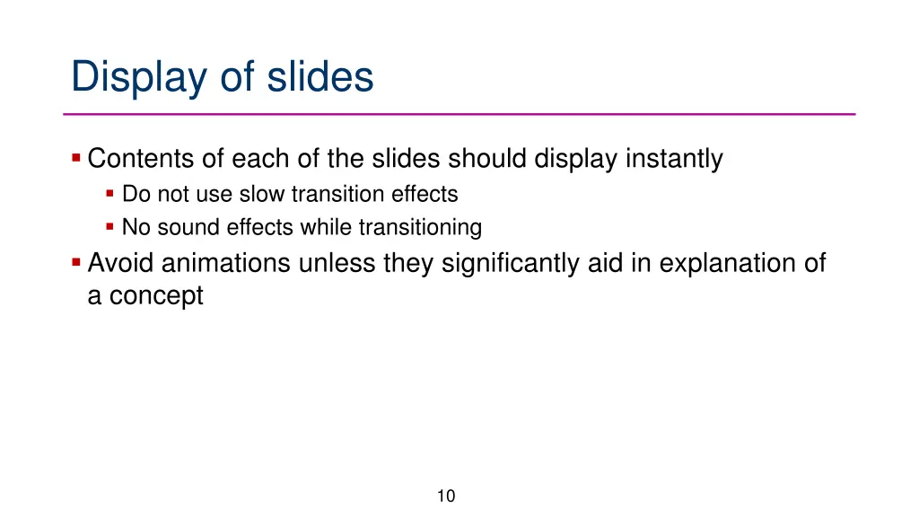 display of slides