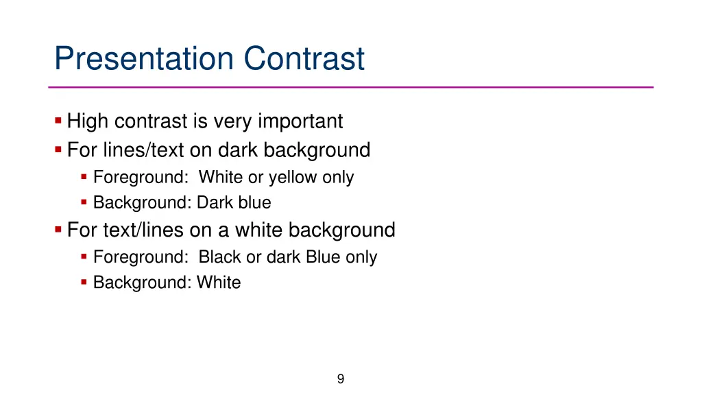 presentation contrast