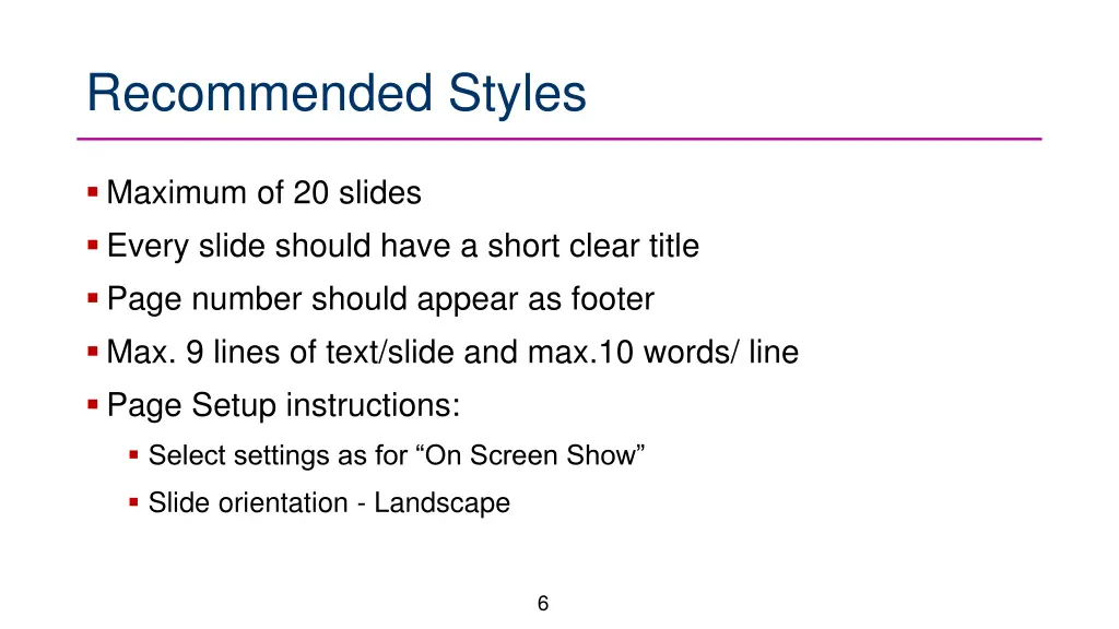 recommended styles