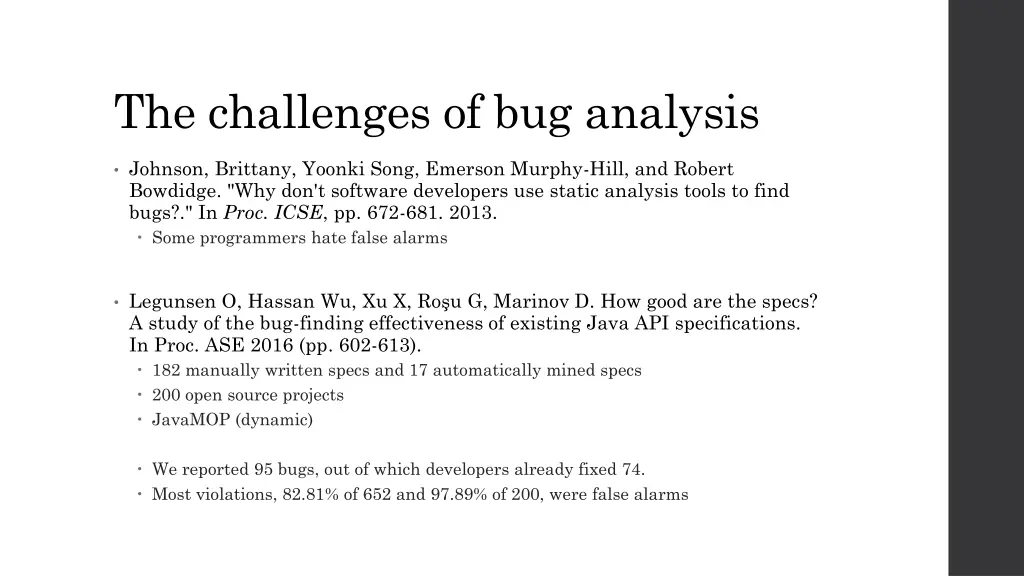 the challenges of bug analysis