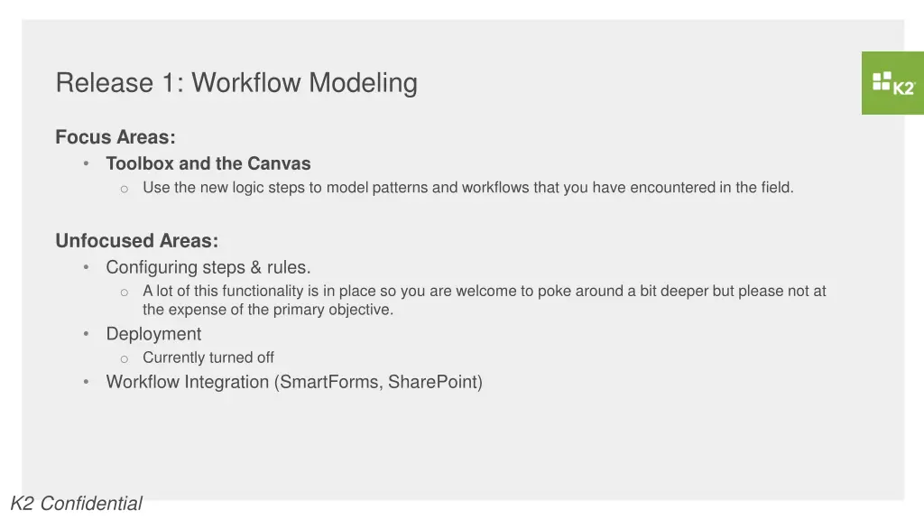 release 1 workflow modeling