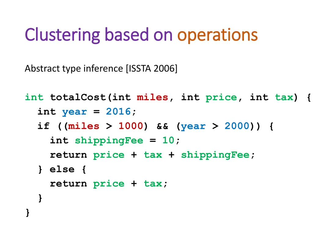 clustering based on clustering based on operations 1