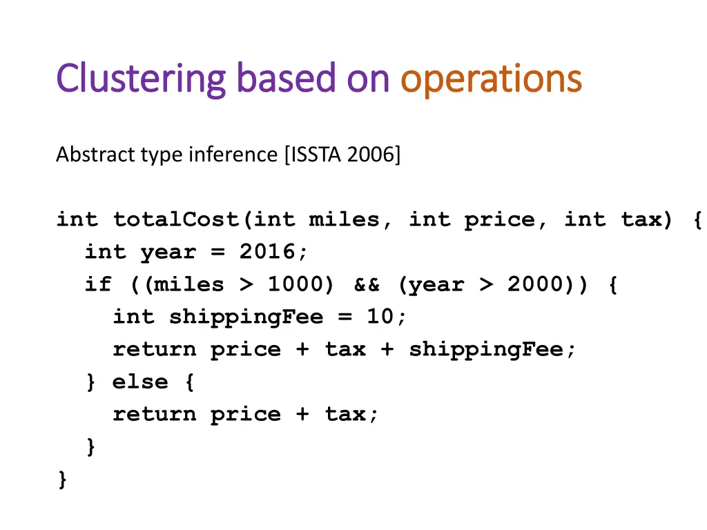 clustering based on clustering based on operations