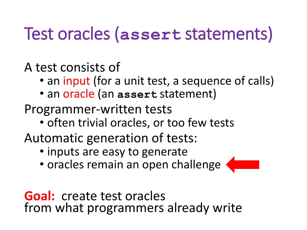 test oracles test oracles assert statements