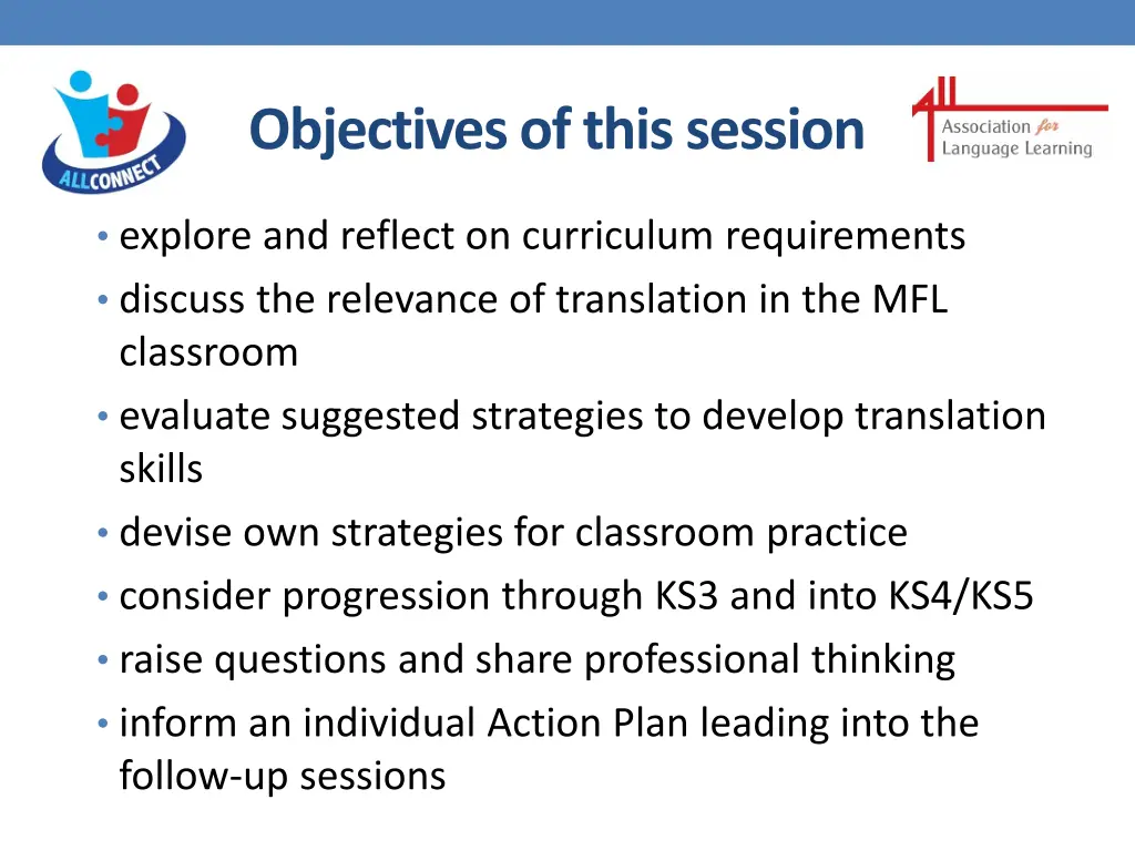 objectives of this session