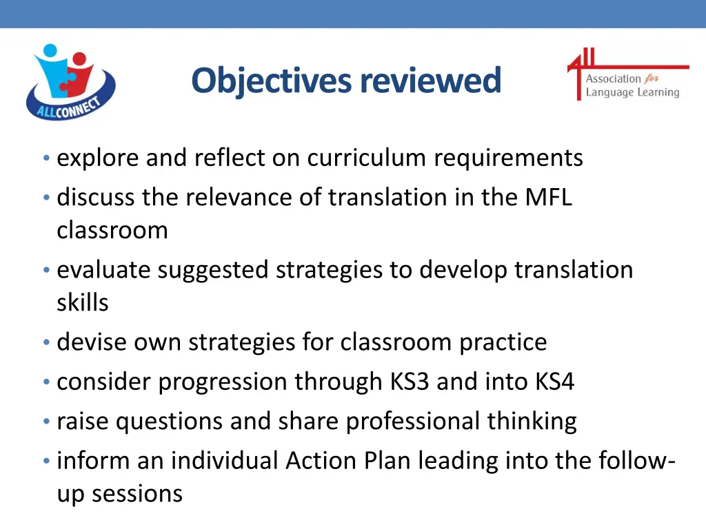 objectives reviewed