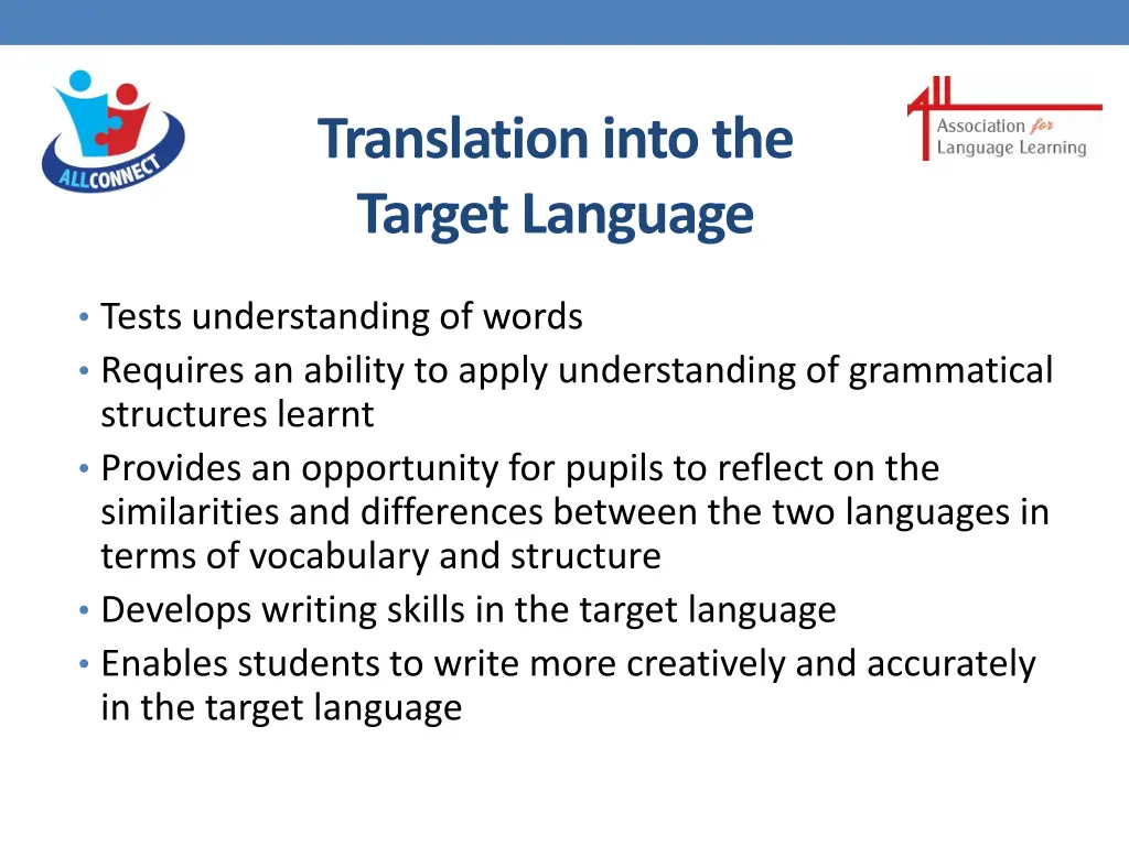 translation into the target language