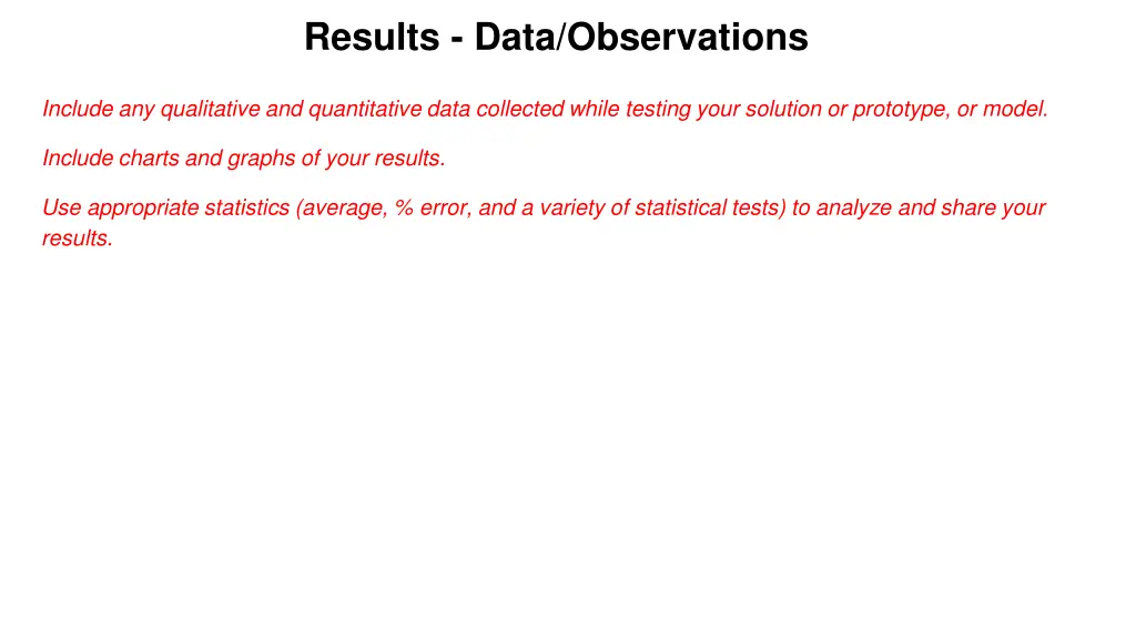 results data observations