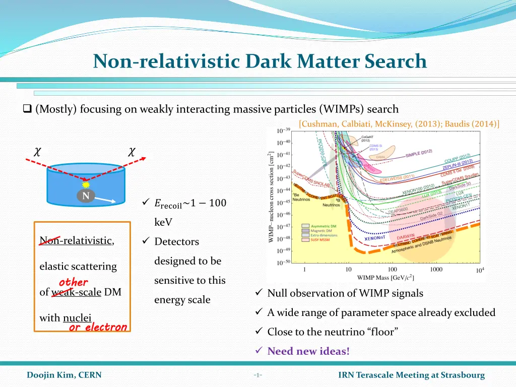 non relativistic dark matter search