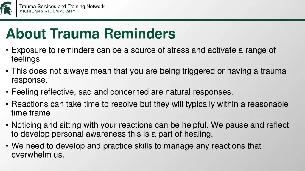 about trauma reminders