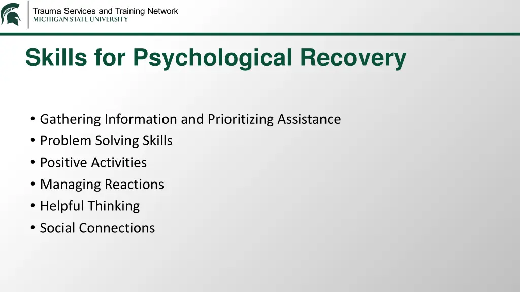 skills for psychological recovery