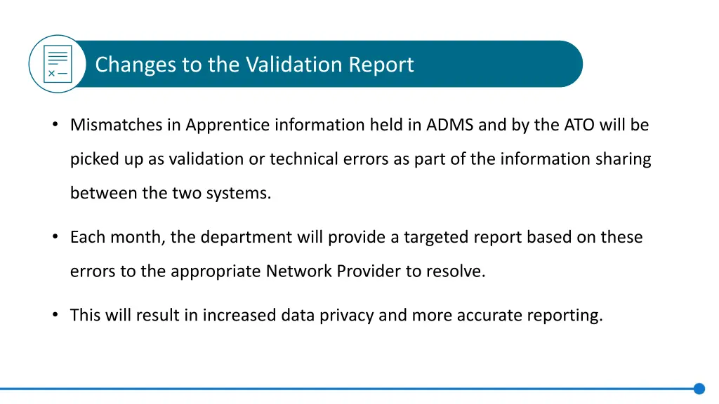 changes to the validation report