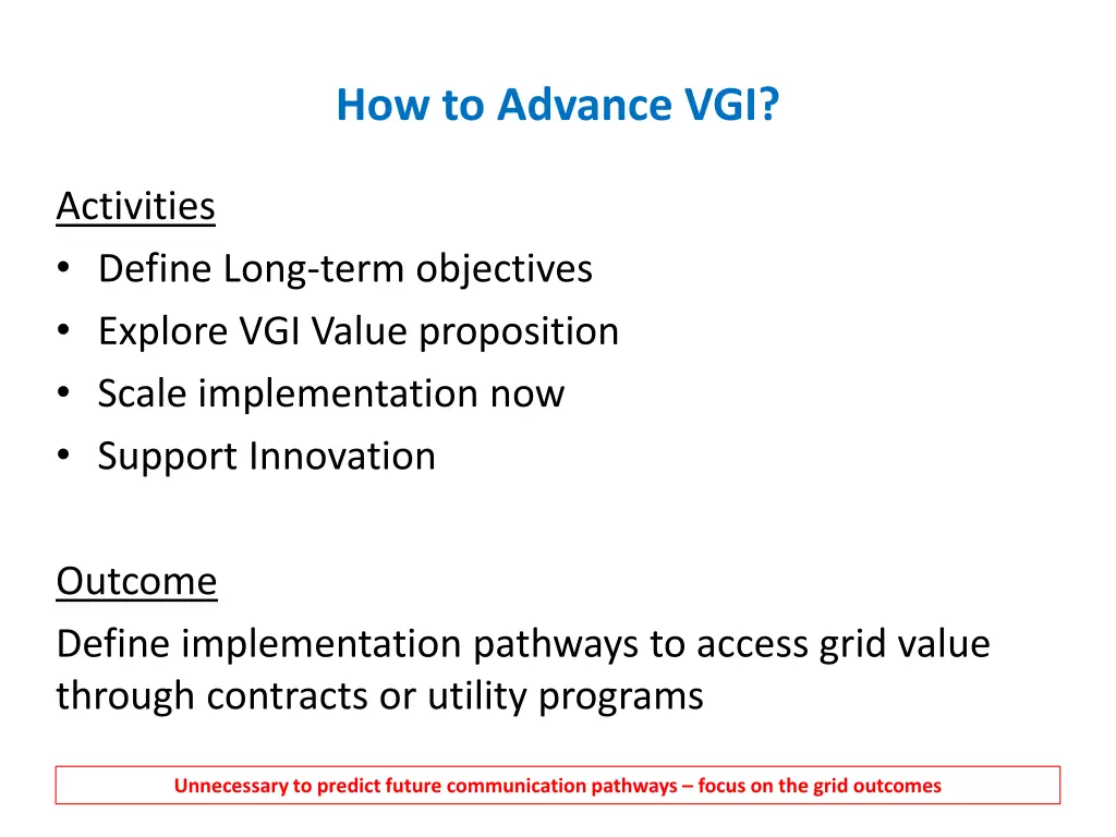 how to advance vgi