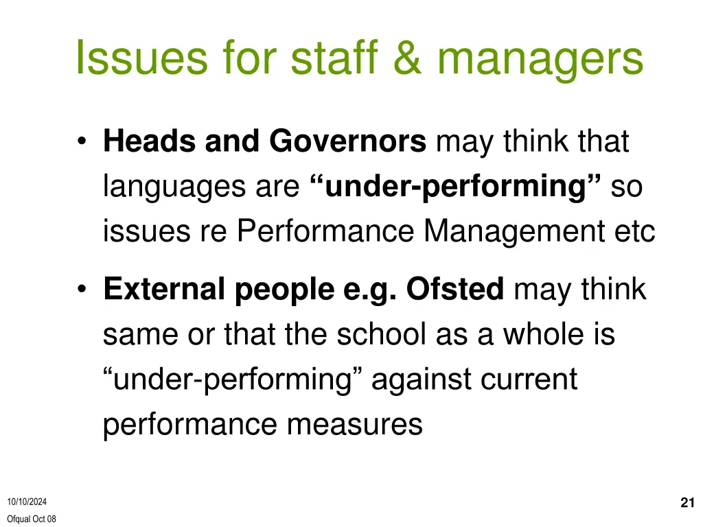 issues for staff managers